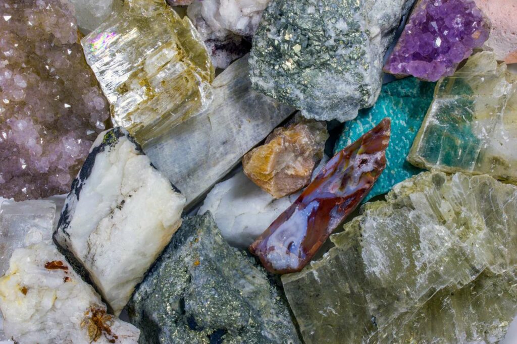 Crystals of mica, quartz